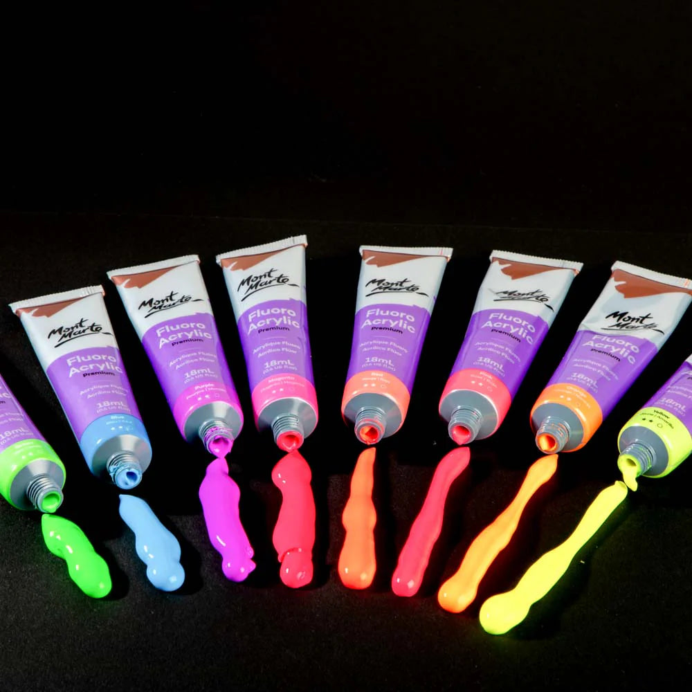 Mont Marte - Set de introducción de pintura acrílica fluorada premium, 8 piezas x 18 ml (0,6 onzas líquidas