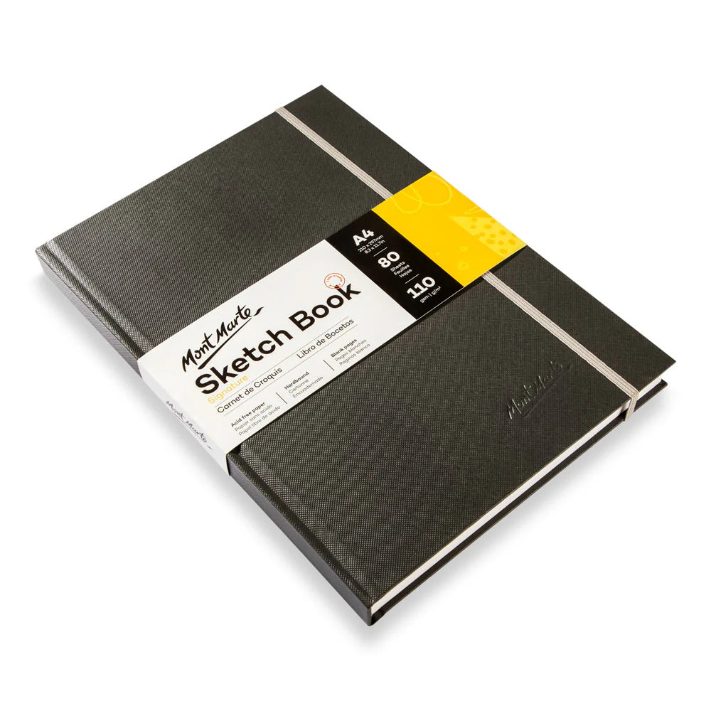 Mont Marte - Cuaderno de bocetos de tapa dura Signature, 110 g/m², tamaño A4