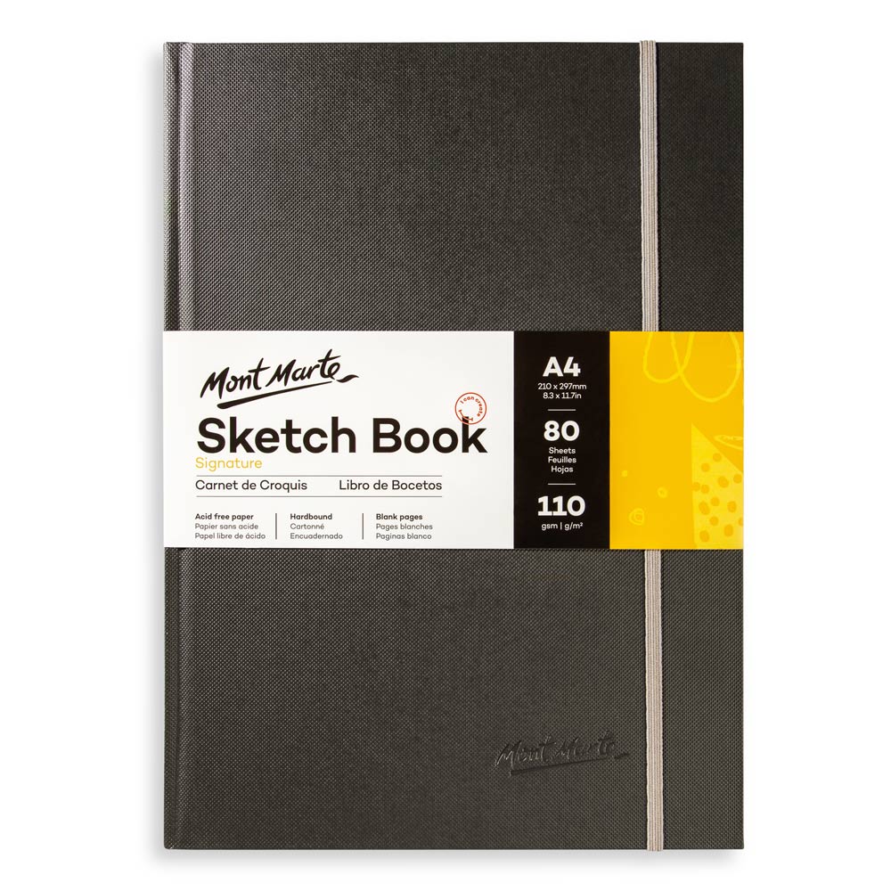Mont Marte - Cuaderno de bocetos de tapa dura Signature, 110 g/m², tamaño A4