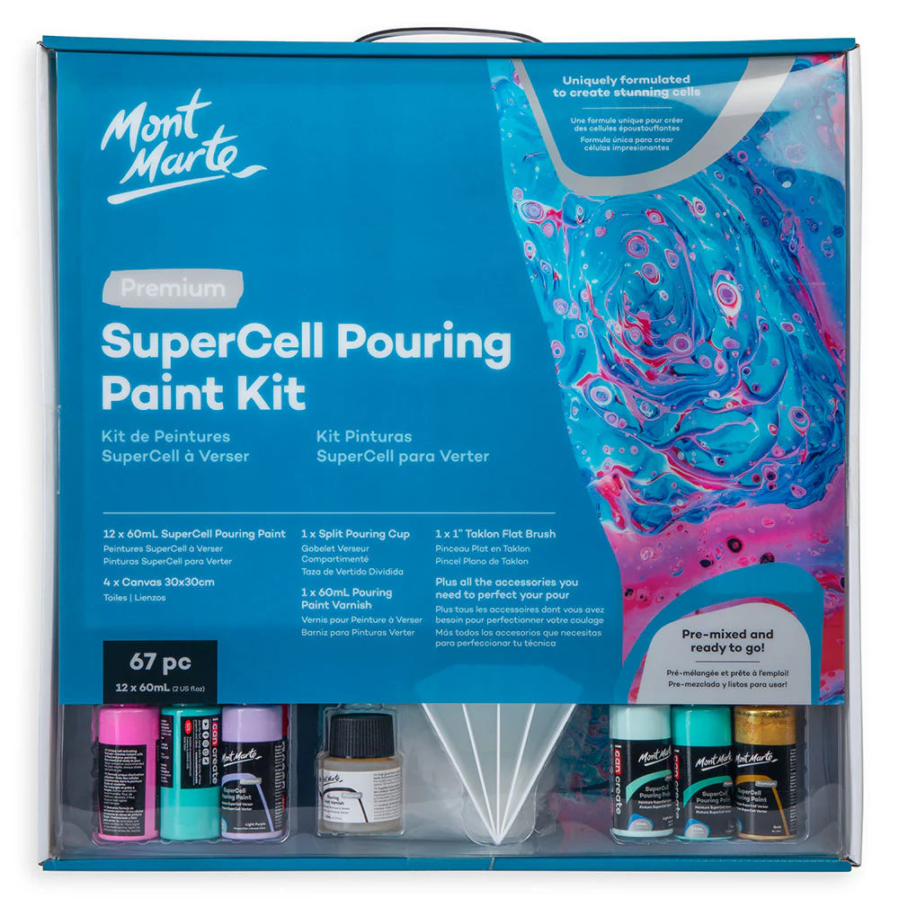 Mont Marte Exclusivo - Kit de pintura vertida SuperCell Premium de 67 piezas