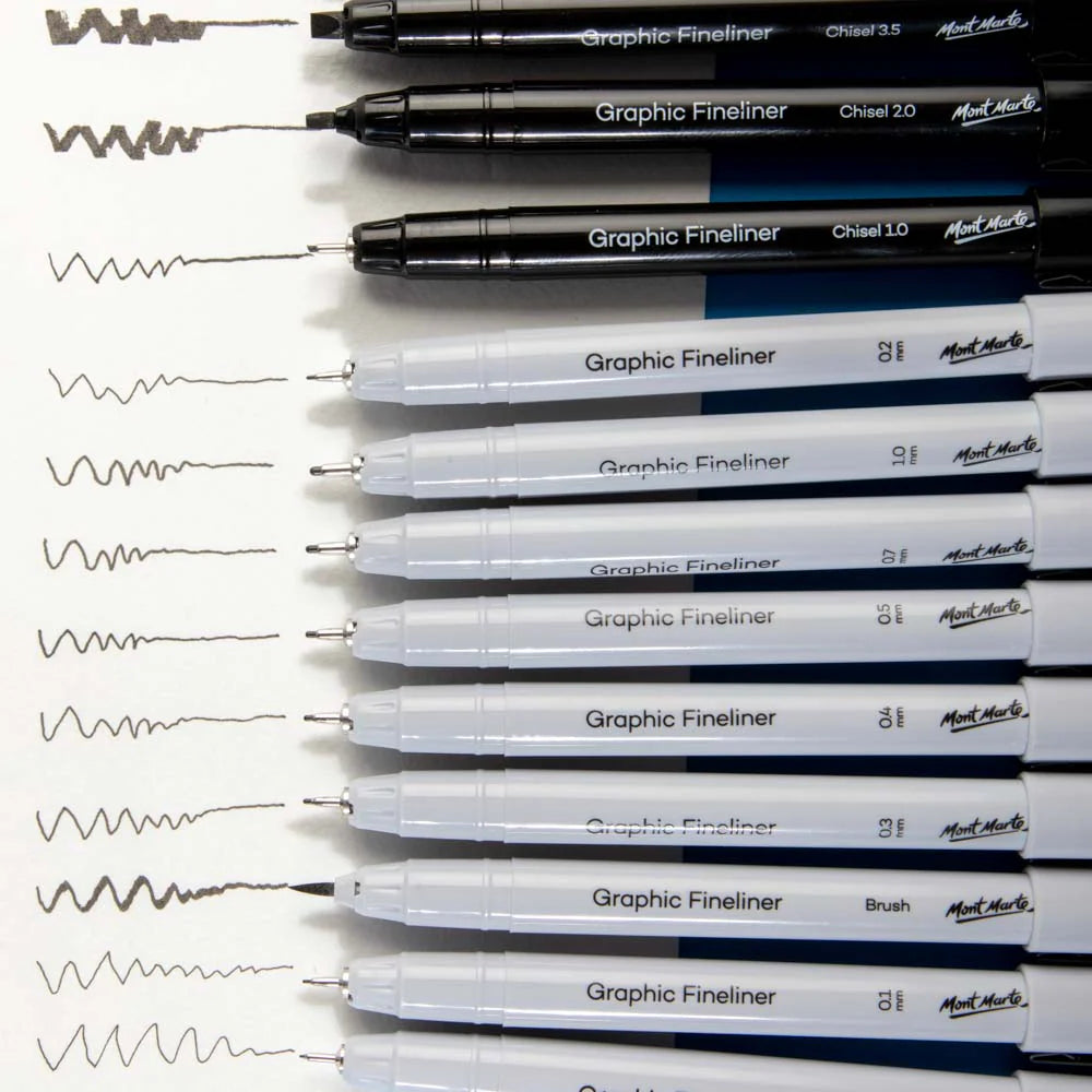 Mont Marte - Bolígrafos de dibujo técnico premium, 12 unidades