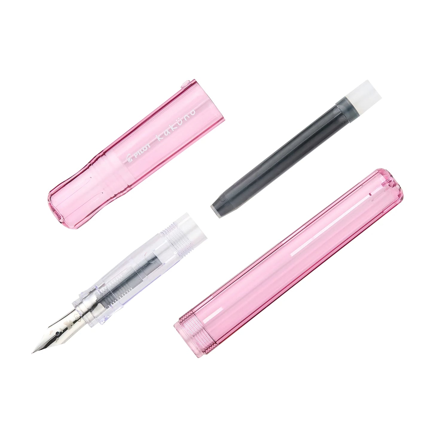 Pluma estilográfica Pilot Kakuno punta media - rosa transparente
