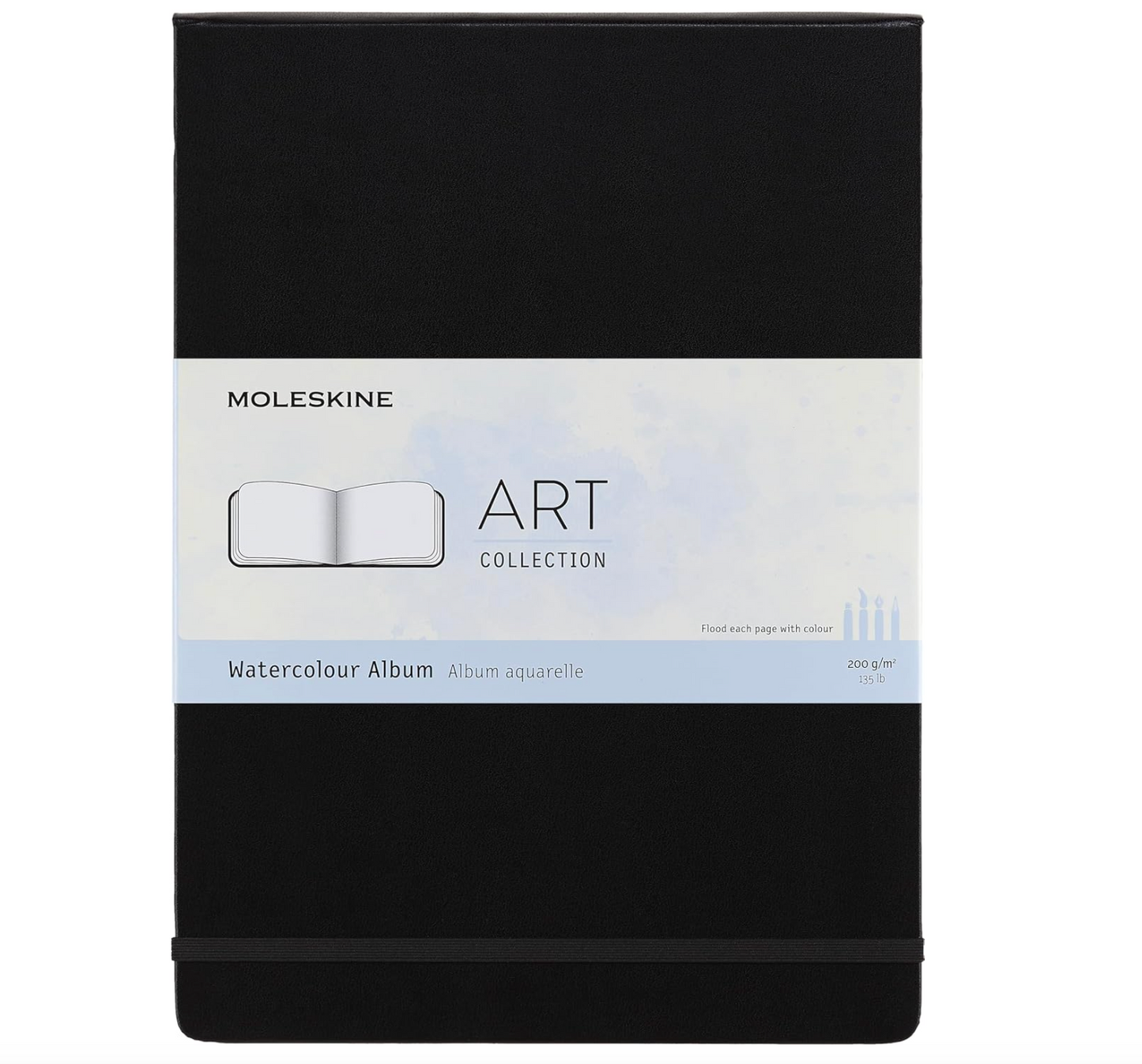 Moleskine Art Watercolor - Cuaderno, tapa dura, A4 (8.25 x 11.75 pulgadas), liso/en blanco, negro, 60 páginas