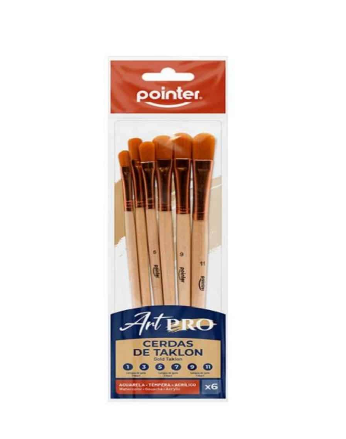 Pointer - Pinceles punta lengua de gato (Set 6 unidades)