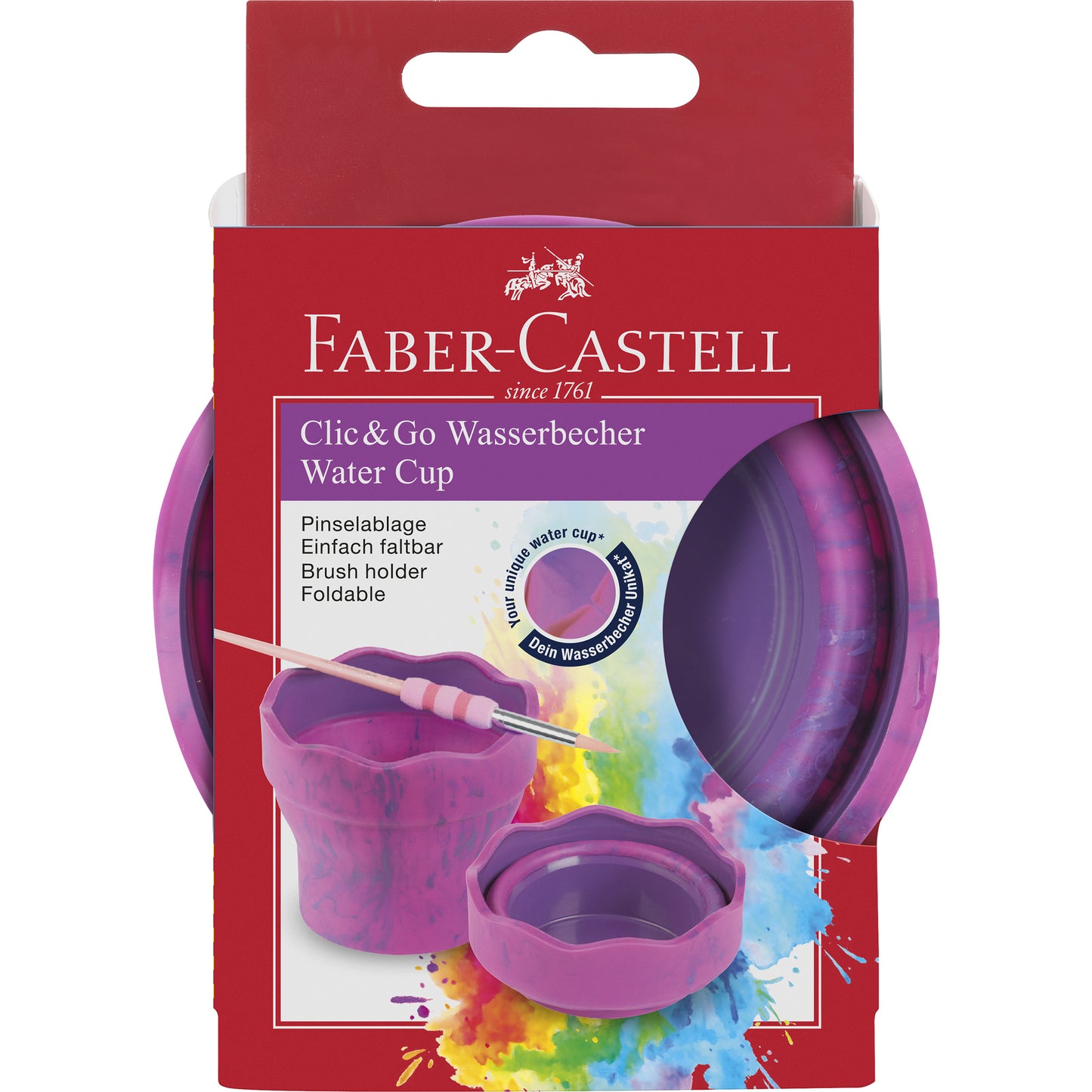 Faber Castell - Vaso plegable para el agua Clic&Go fucsia marble