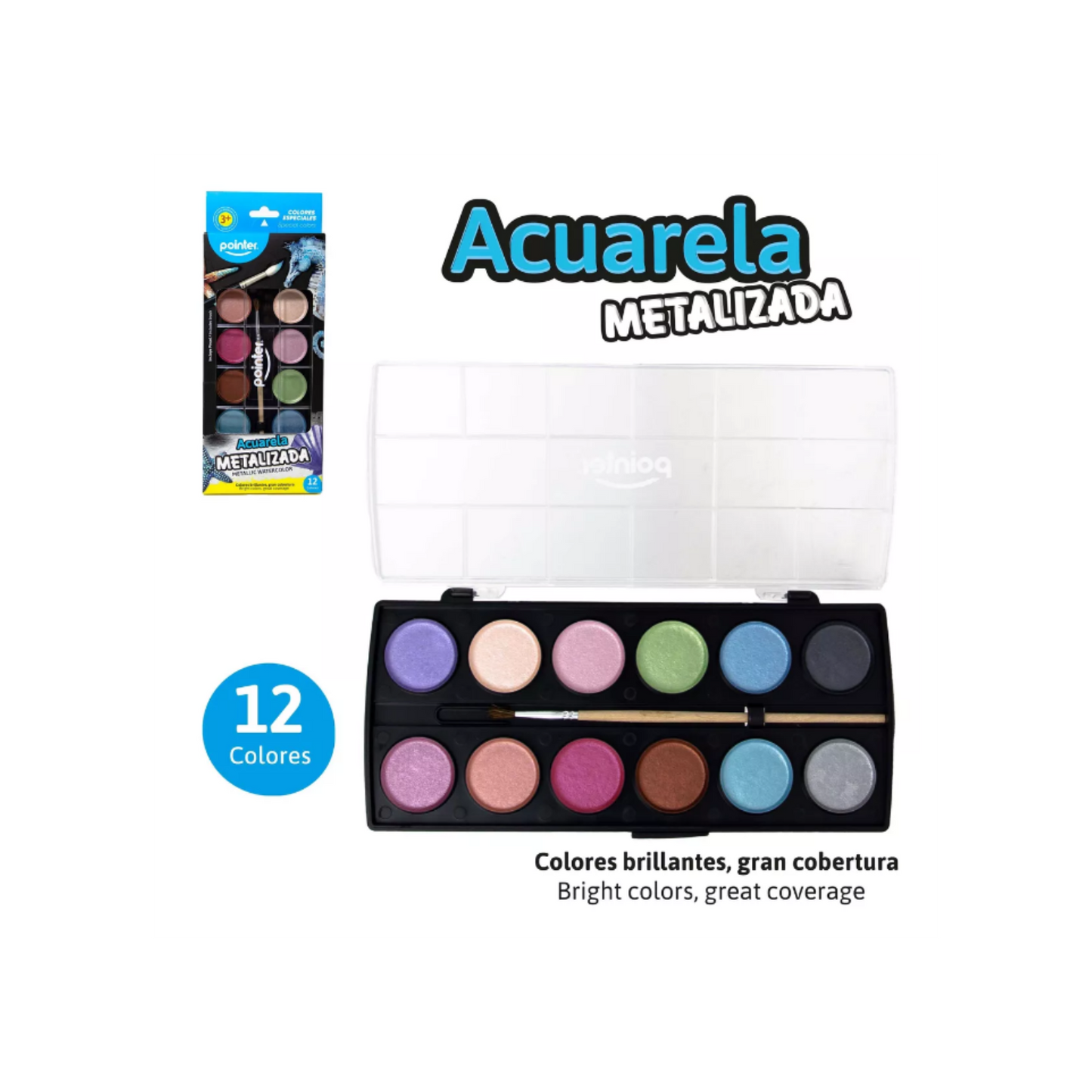 Pointer - Acuarela metalizada 12 colores