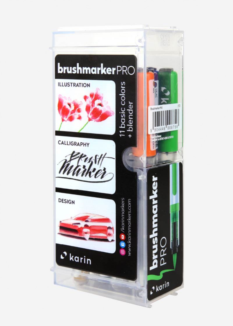 KARIN MARKERS - Realbrush PRO 12 pcs. Set "11 Basic Colous+Blender" KEEPLIVINGFASTER