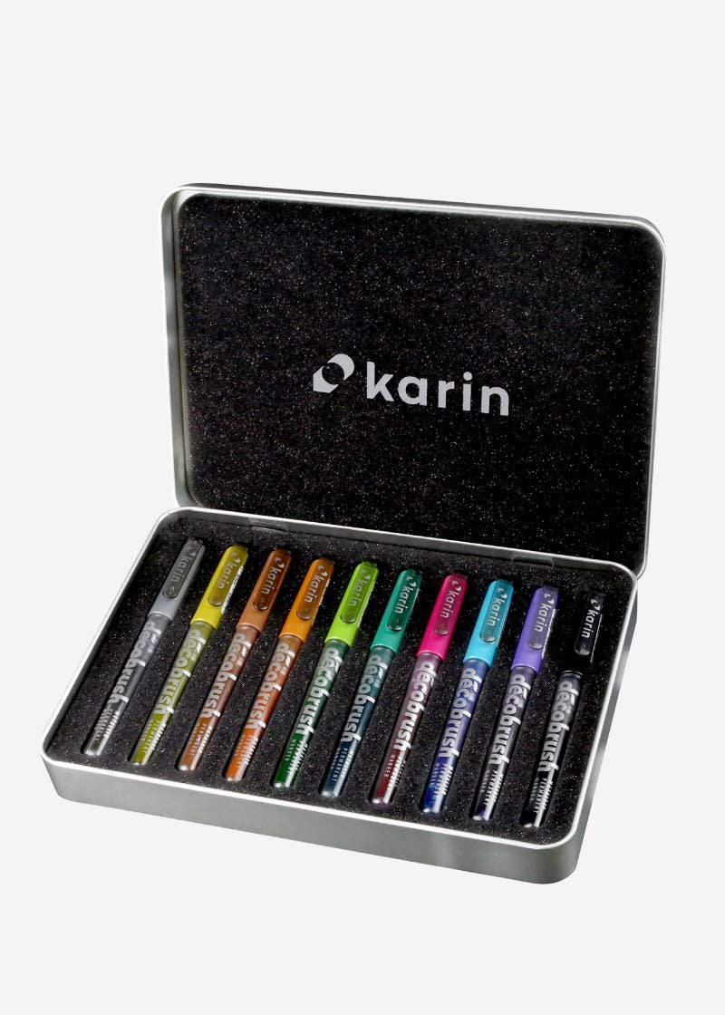 KARIN MARKERS - Deco Brush Metallic 10 pcs. Set (caja de metal) KEEPLIVINGFASTER