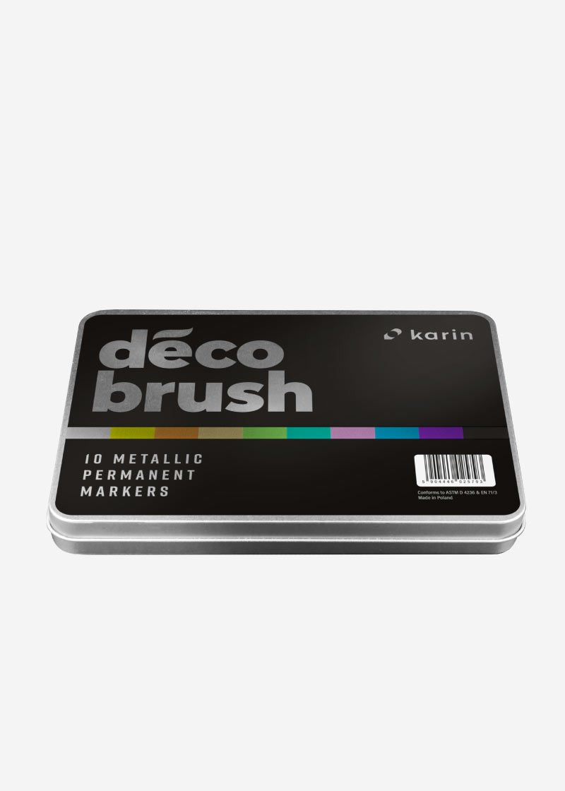 KARIN MARKERS - Deco Brush Metallic 10 pcs. Set (caja de metal) KEEPLIVINGFASTER