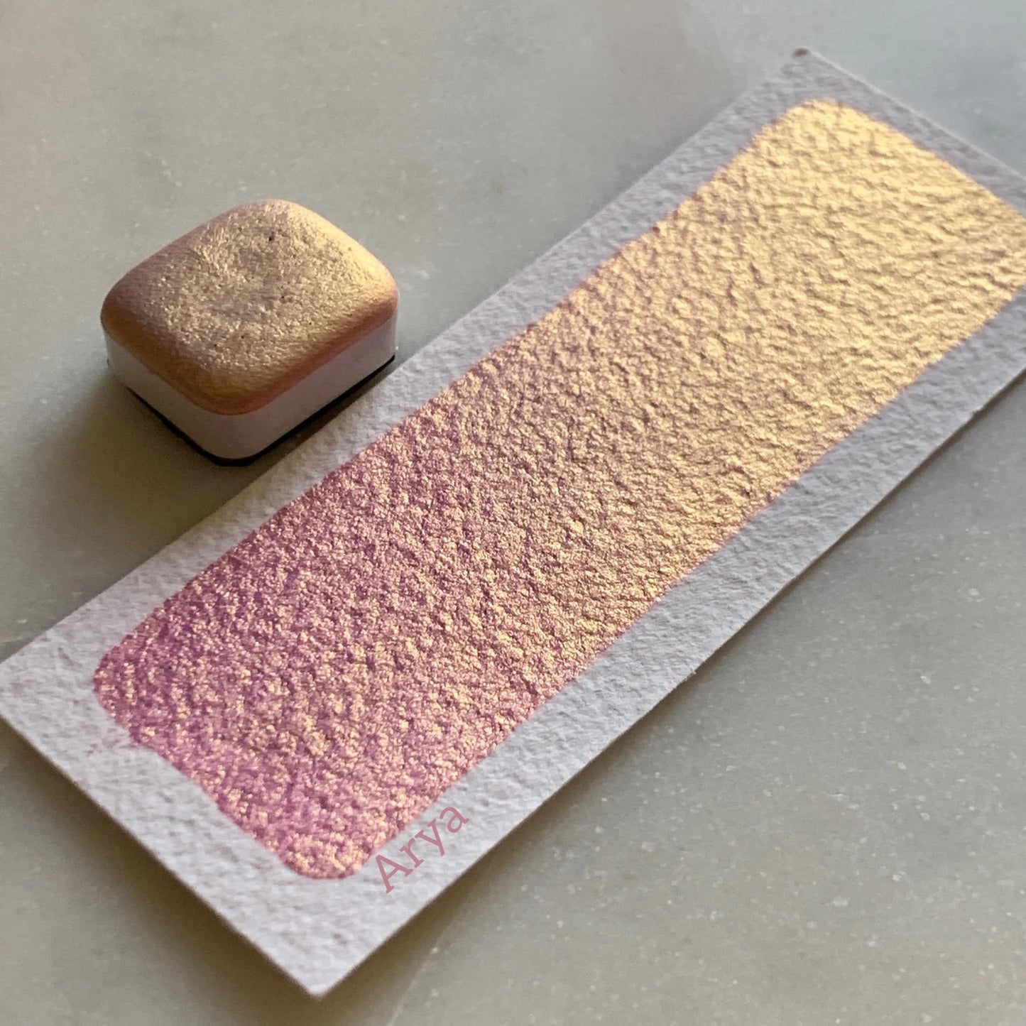 TheoryTheShop - Acuarela ARYA metálica, hecha a mano, vegana, acuarela, mica, pinturas con brillo, media pastilla (HALF PAN)