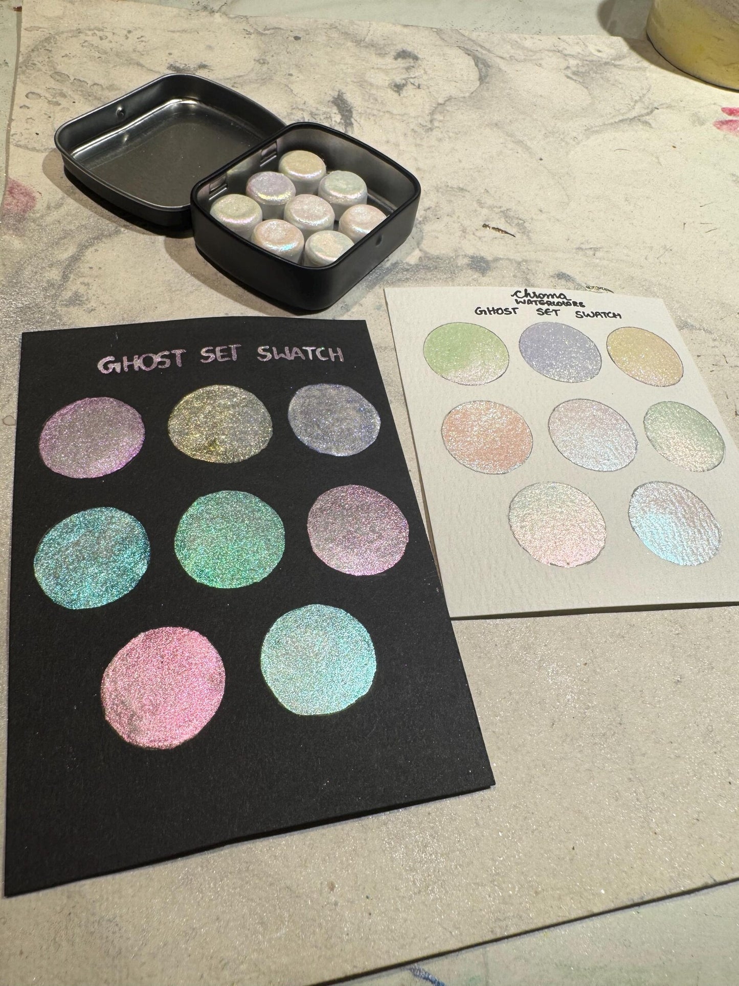 Acuarelas Artesanales: set GHOST mini pans- Chroma Watercolors