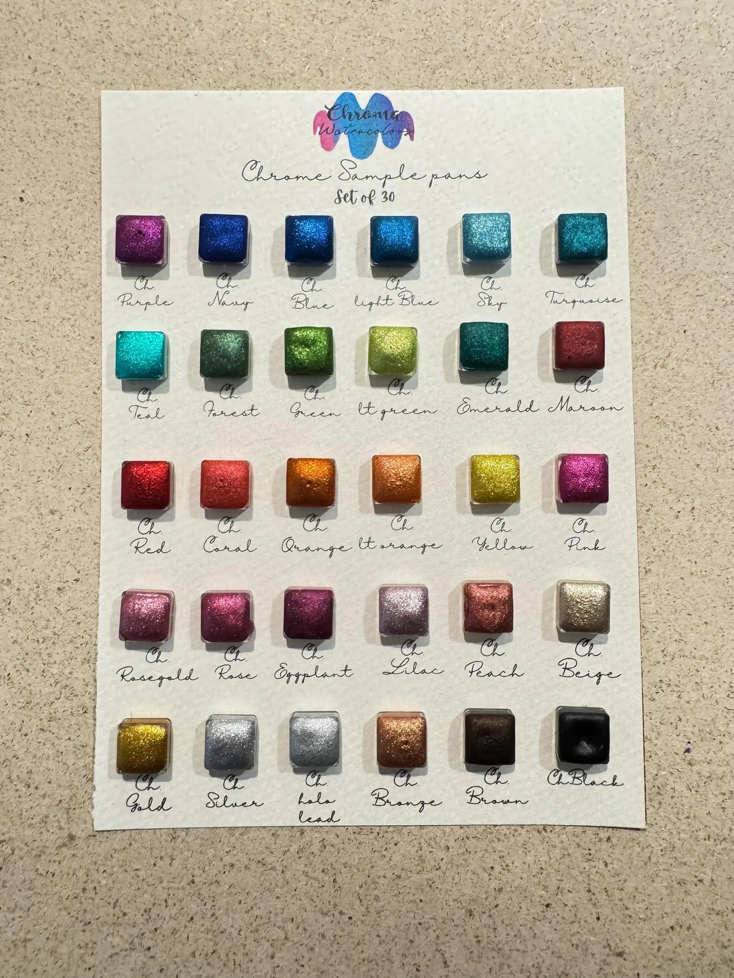 Acuarelas Artesanales: Chrome Sample pans - Chroma Watercolors
