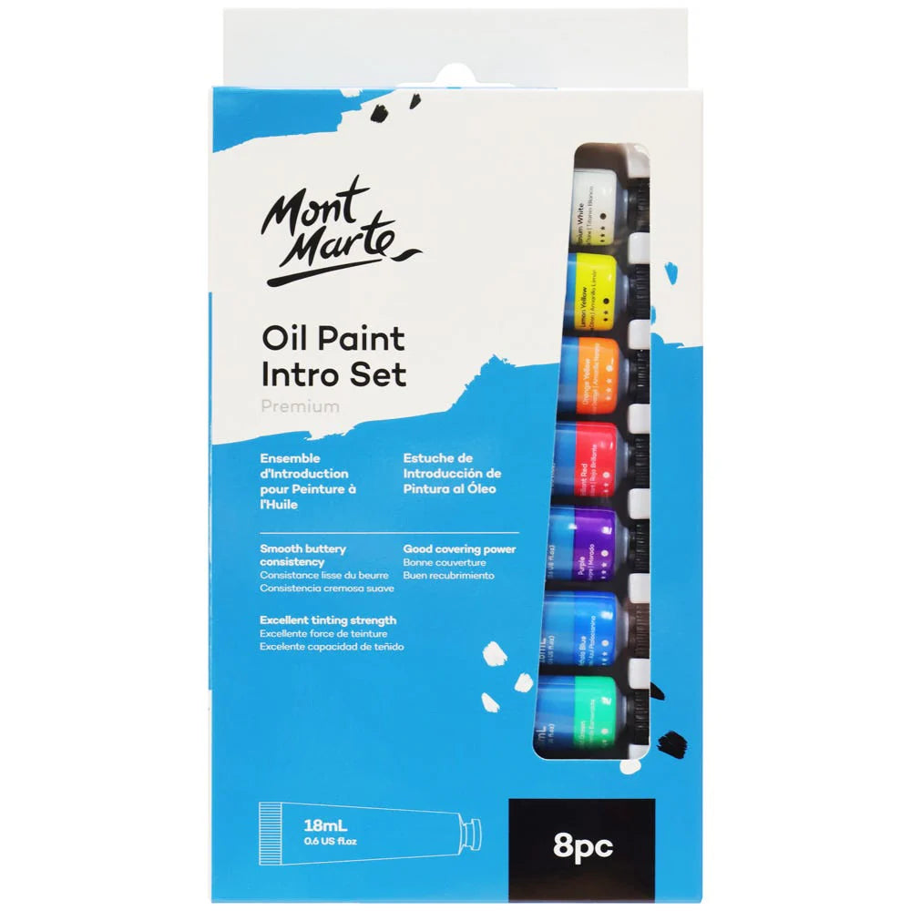 Mont Marte -Set de introducción a la pintura al óleo premium, 8 piezas x 18 ml (0,6 oz)