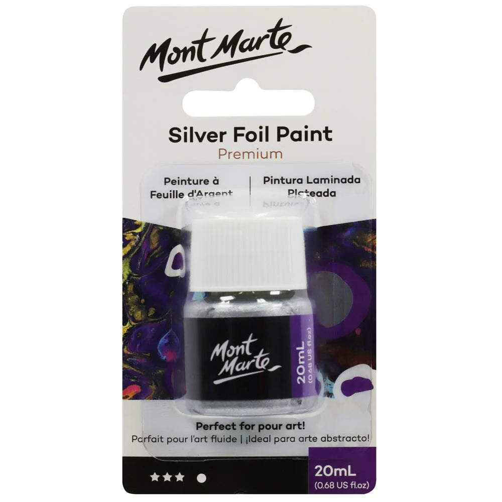 Mont Marte - Pintura de aluminio plateado premium de 20 ml (0,68 onzas)