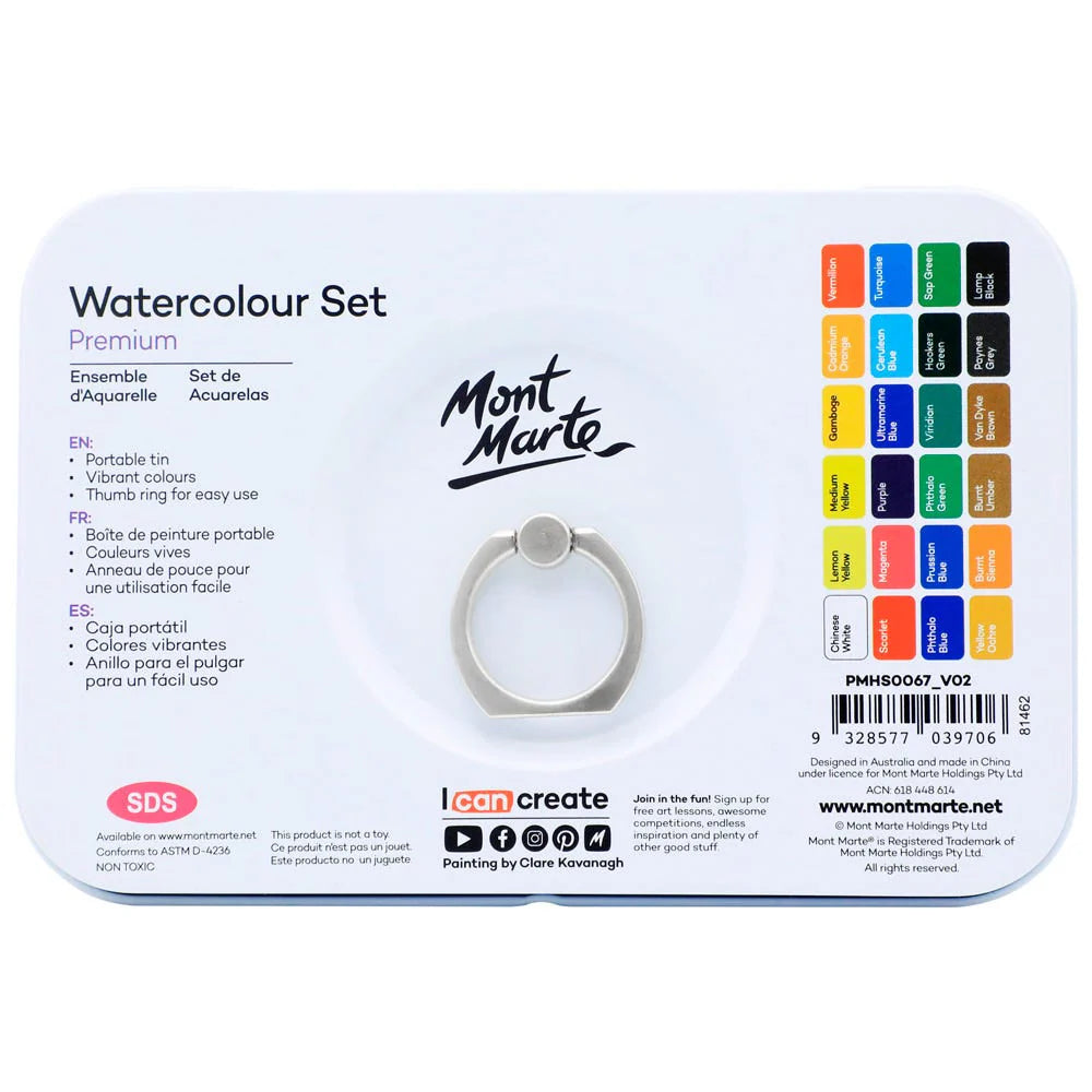 Mont Marte - Set de acuarelas premium de 27 piezas