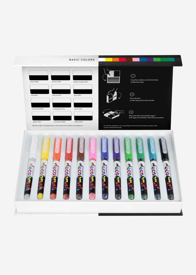 KARIN MARKERS - PIGMENT decobrush Basic Colors Collection KEEPLIVINGFASTER