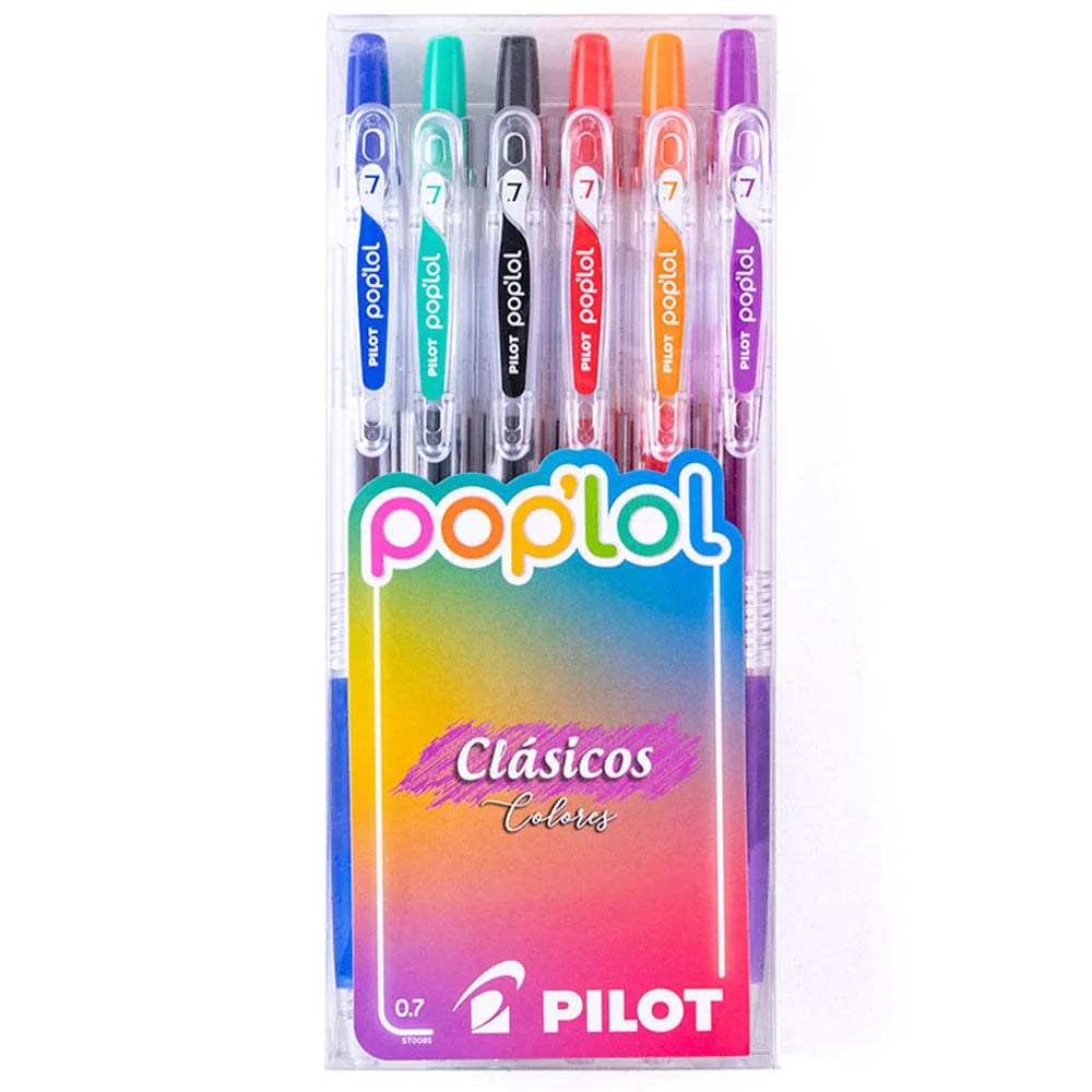 Pilot Pop Lol - Set 6 Lápices Tinta Gel 0,7 Clásicos