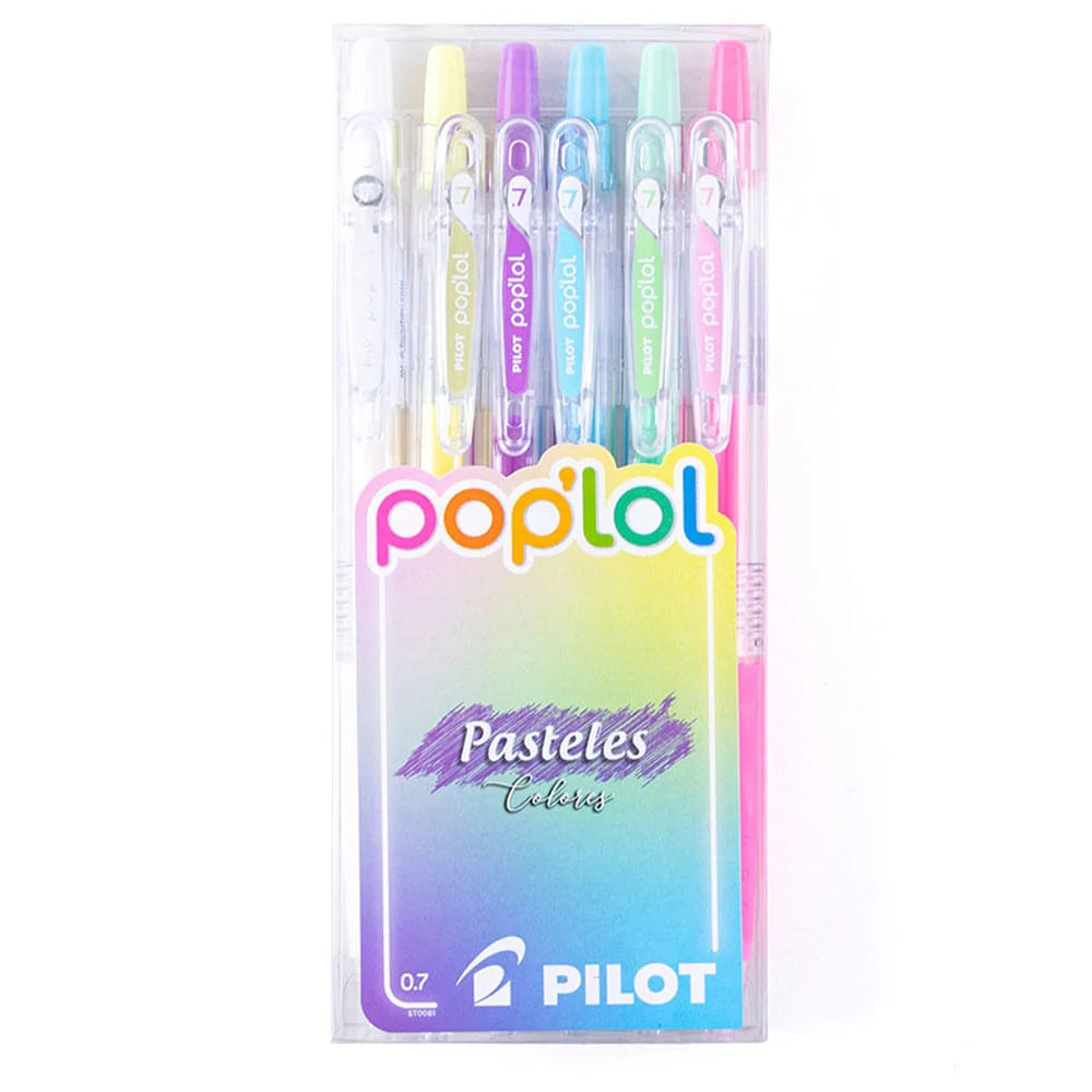 Pilot Pop Lol - Set 6 Lápices Tinta Gel 0,7 Pasteles