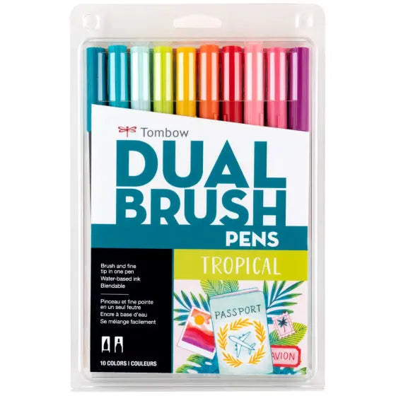 Dual Brush Pen Art Markers, Tropical, 10-Pack KEEPLIVINGFASTER