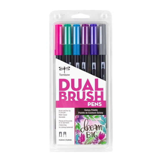Dual Brush Pen Art Markers, Galaxy, 6-Pack KEEPLIVINGFASTER