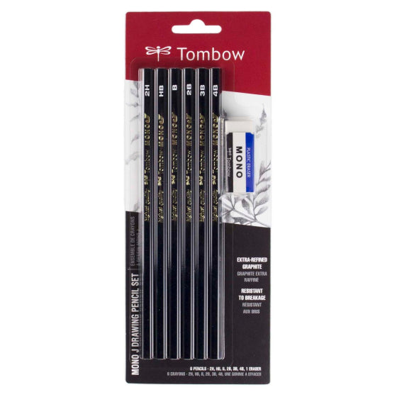 Tombow Juego de lápices de dibujo MONO J, paquete de 6 KEEPLIVINGFASTER