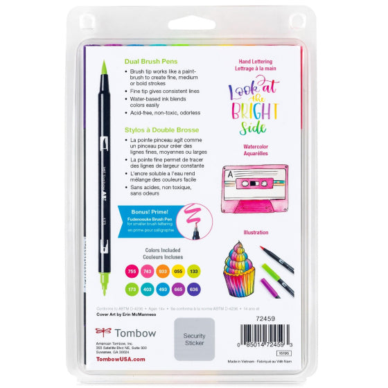 Dual Brush Pen Art Markers, Bright, 10-Pack + Free Fudenosuke Brush Pen KEEPLIVINGFASTER