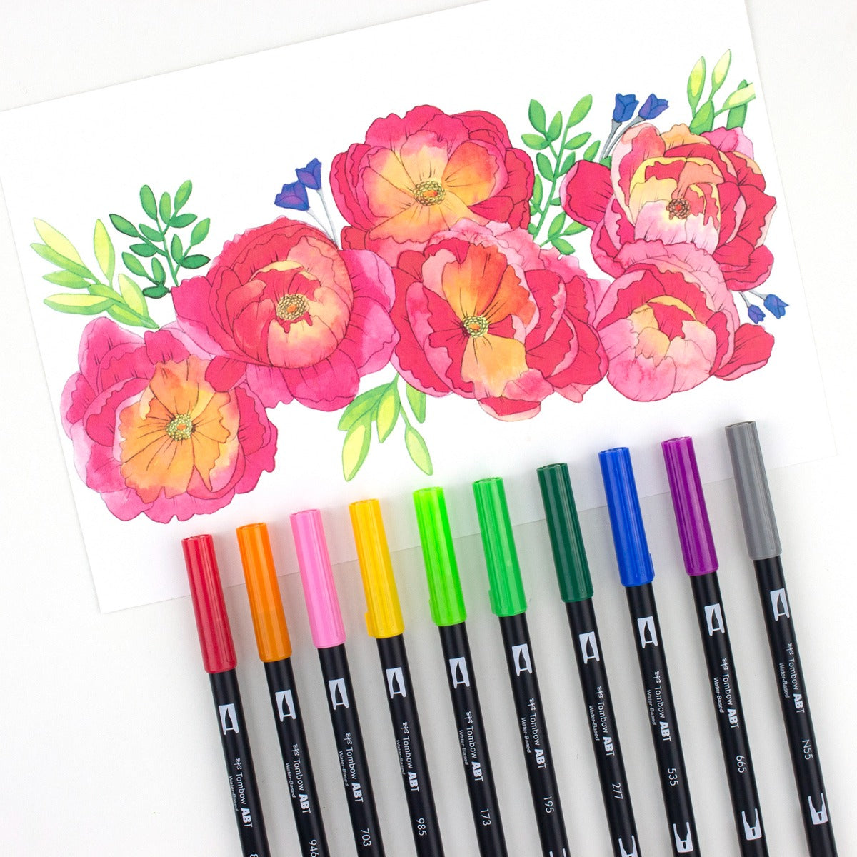 Dual Brush Pen Art Markers, Watercolor Favorites, 10-Pack + Free Fudenosuke Brush Pen KEEPLIVINGFASTER