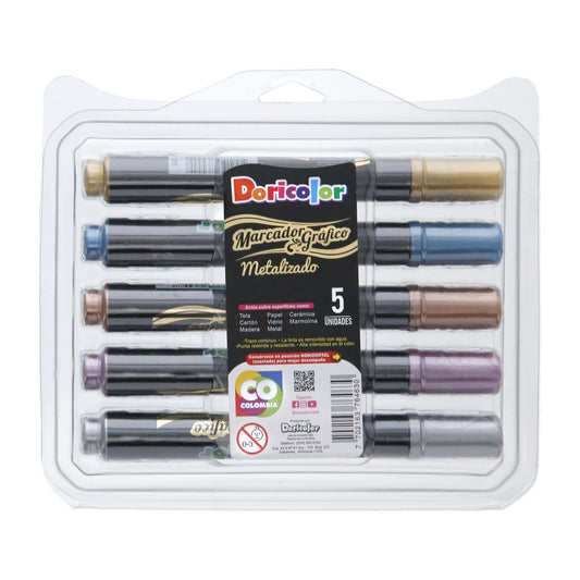 Doricolor - Estuche Marcador Metalizado Surtido x 5 uds