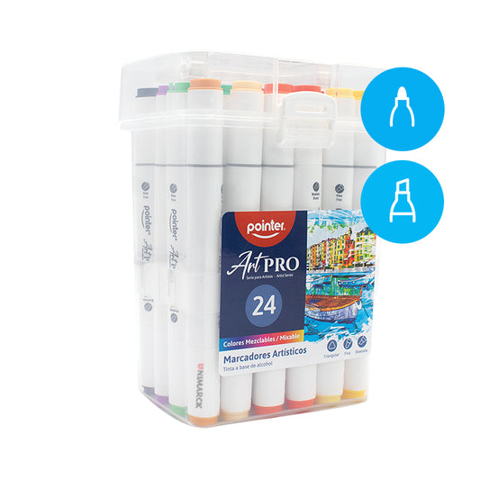Pointer® - Marcadores de Alcohol doble punta 24 colores