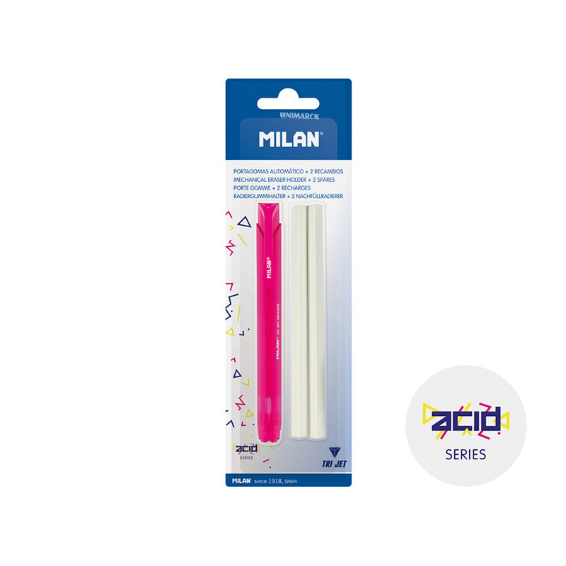 Milan® - Blister Borrador Retractil Tri Jet + 2 Repuestos