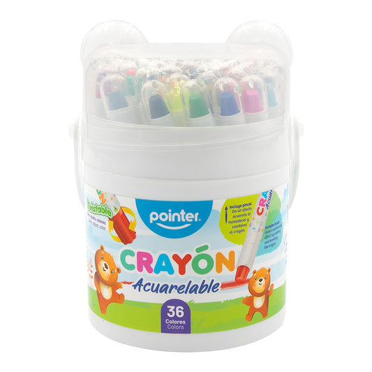 Crayon Cera Pointer Bote 36 Colores Acuarelable + Pinecel