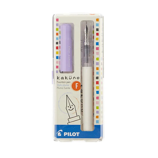 Pilot Kakuno - Pluma estilográfica de punta fina, cuerpo blanco suave con tapa violeta