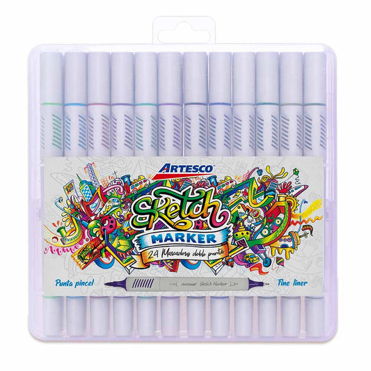 Artesco - Marcadores  Sketch Marker estuche de 24 colores