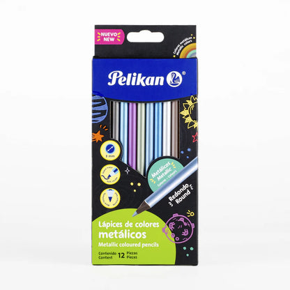 PELIKAN - Lápices de Colores Edición Metálicos Caja de 12 Piezas