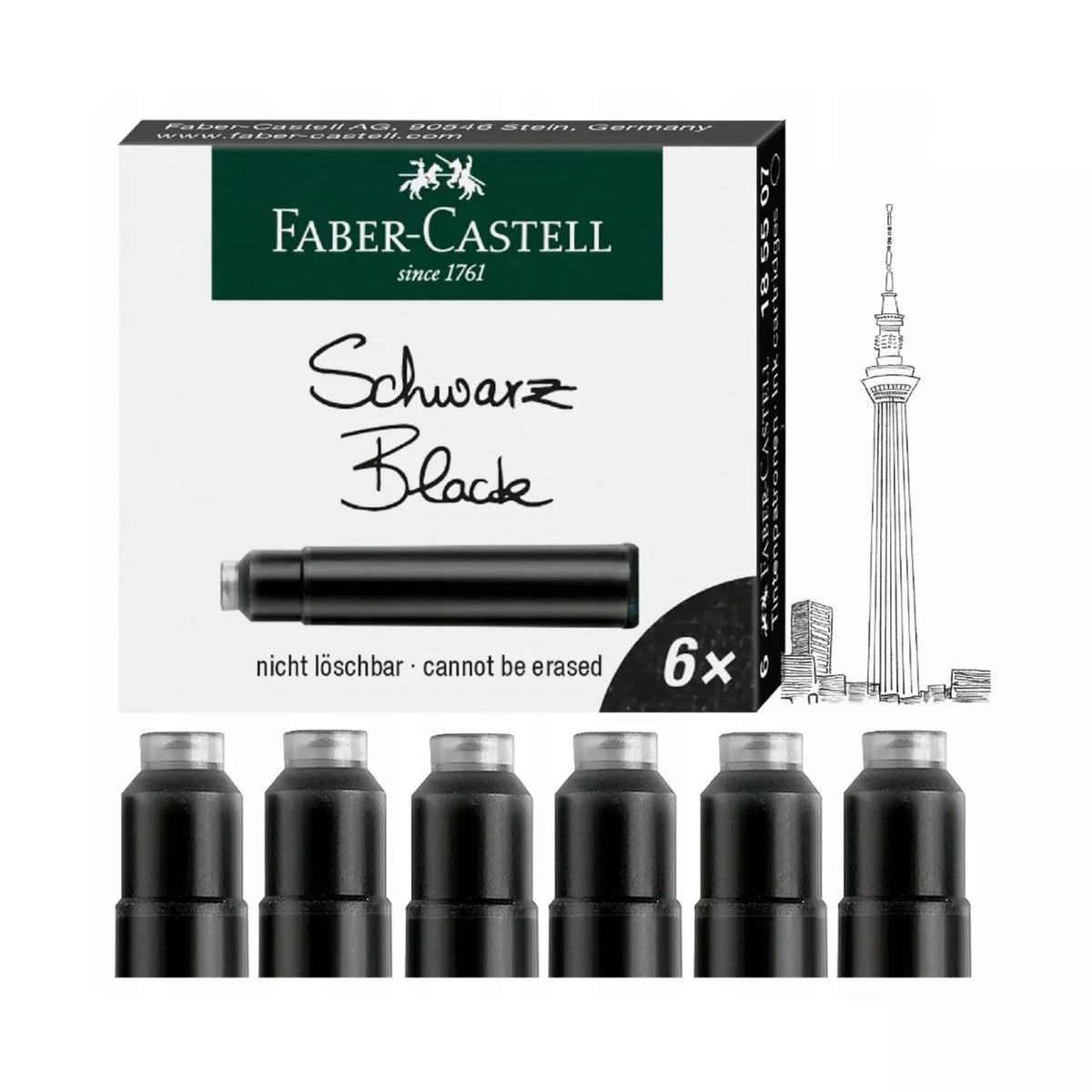 Cartucho Faber-Castell para Pluma Fuente CX6 Negro