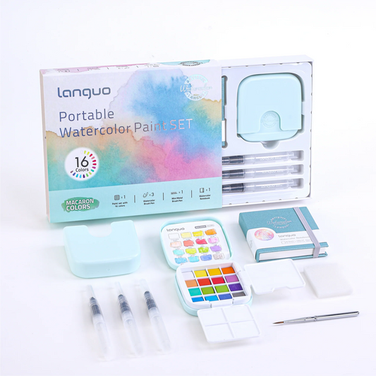 Languo Set de 16 Acuarelas Portátiles - Colores Macaron