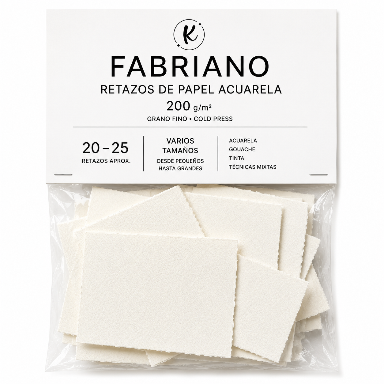 Fabriano Acuarela 200g – Pack de retazos - SLIM (10cm x 5cm aprox)