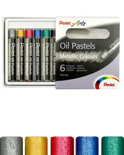 PENTEL - CRAYON PASTEL OLEO METALICOS 6 COLORES