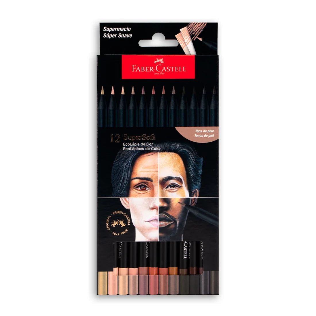 Faber-Castell - Crayón de Madera Supersoft 12 Col. Piel
