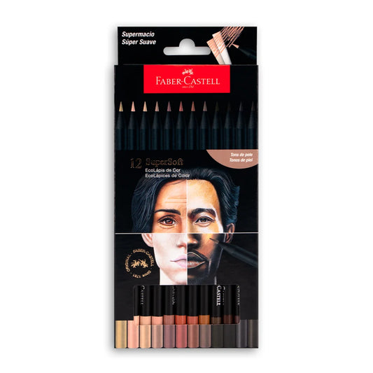 Faber-Castell - Crayón de Madera Supersoft 12 Col. Piel