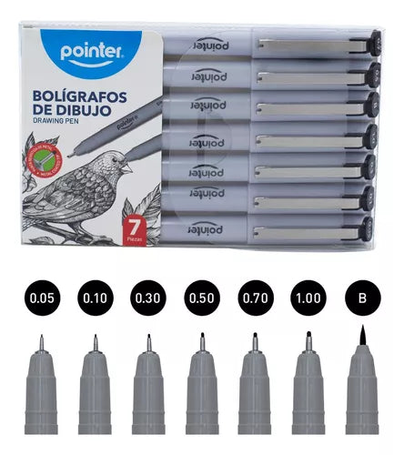 Pointer - Rapidografos Set de 7 pzs.