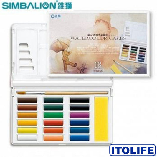 Simbalion Watercolor Cakes 18 Colors Set KEEPLIVINGFASTER