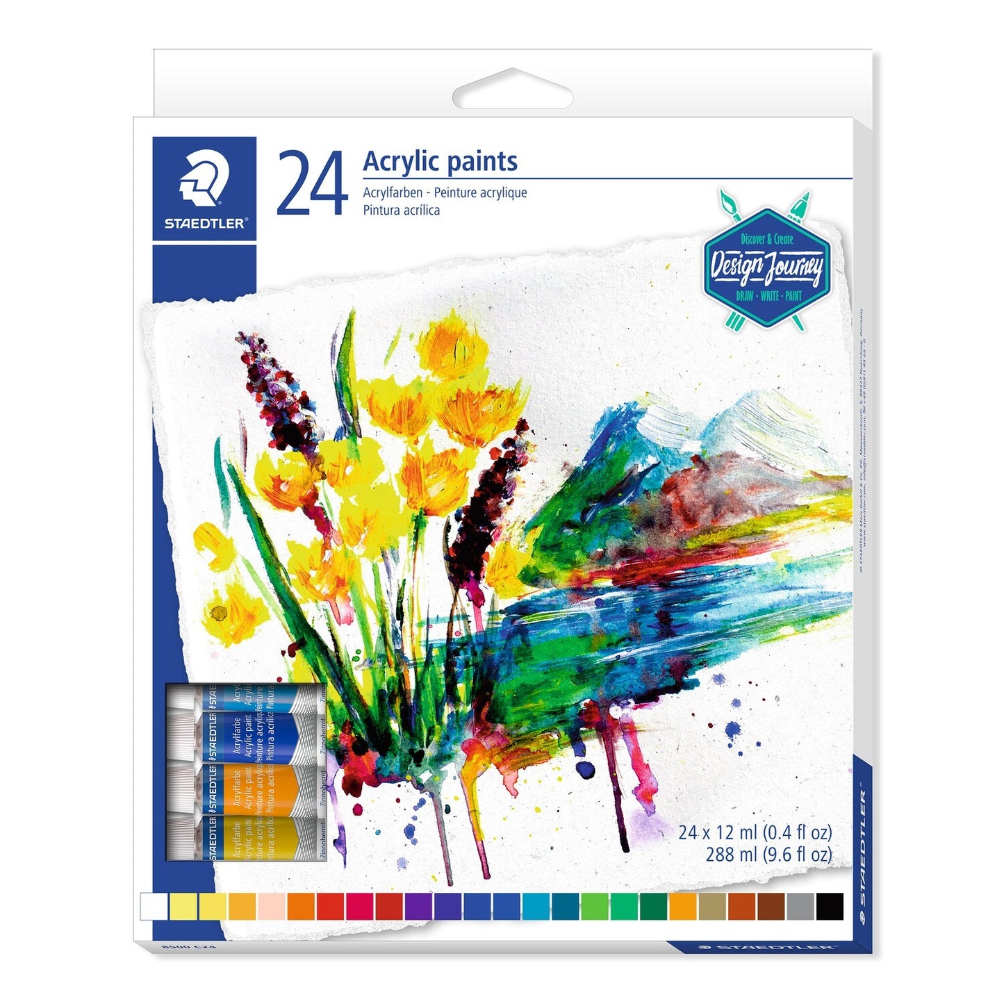 Staedtler - Pintura Acrílica en tubo de 12 ml, paquete con 24 colores