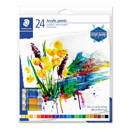 Staedtler - Pintura Acrílica en tubo de 12 ml, paquete con 24 colores