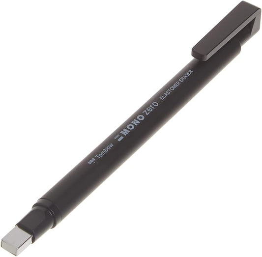 Borrador Mono Zero de Tombow, con punta redonda y retráctil, Negro