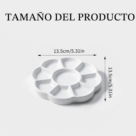 RESERVA - Paleta de acuarela de porcelana de 5 pulgadas, paleta de pintura de artista de cerámica con bandeja de mezcla para proyectos de pintura y manualidades