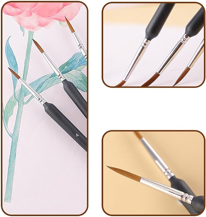 Ziyouzhe - pinceles de pintura con punta fina, pinceles de pintura en miniatura profesionales, mini kit de pinceles para pintura de acuarela, KEEPLIVINGFASTER