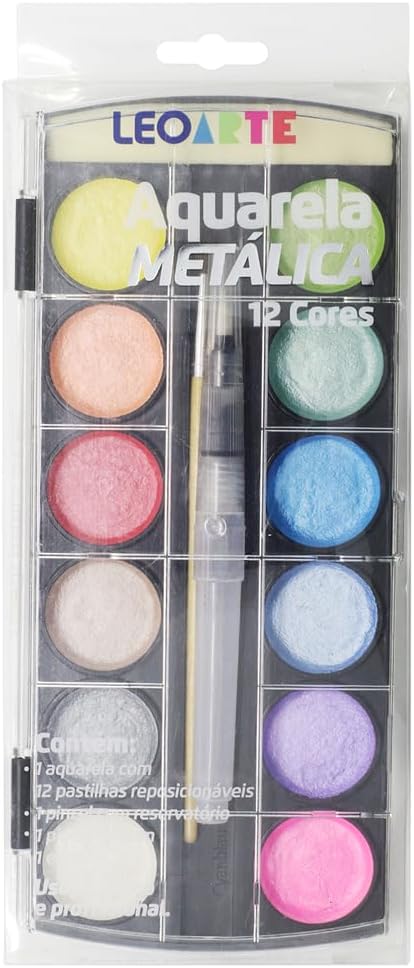 Aquarela 12 Colores Metalicas LEOARTE KEEPLIVINGFASTER