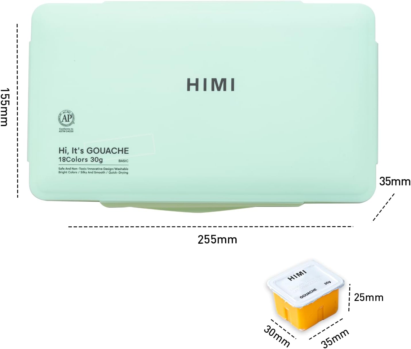 HIMI Gouache. Juego de pinturas de 18 colores (1 onza/pieza), diseño único de cápsula de goma, pinturas no tóxicas para artistas, pintores de hobby y niños, ideal para pintura en lienzo, para regalo novedoso.