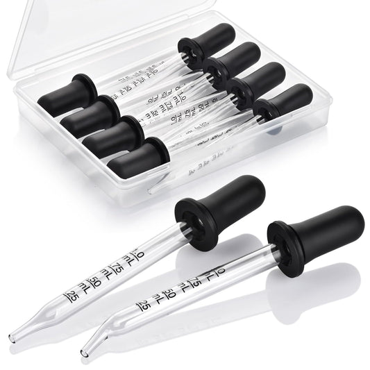 1 Cuentagotas de pipeta de vidrio, cuentagotas para oídos y ojos con puntas dobladas o rectas, goteros de 0.3 fl oz para aceites esenciales, laboratorio, cuidado de la salud